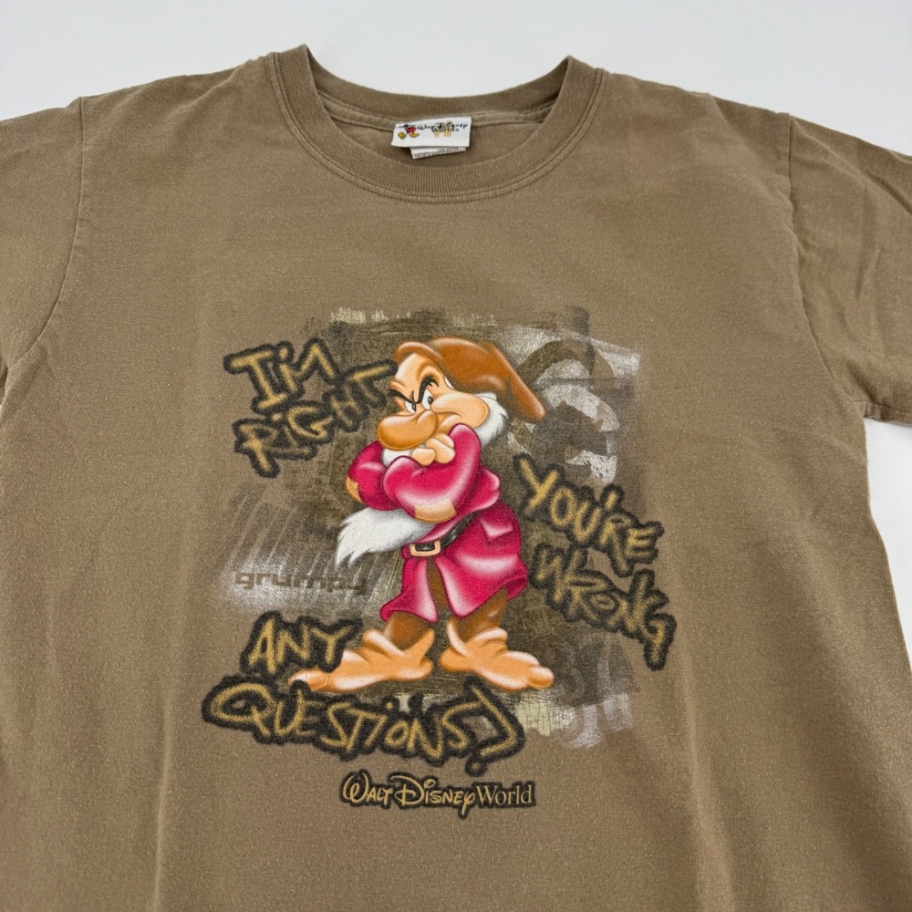 VTG Disney World Grumpy Dwarf T Shirt Men Small Graphic Tee Y2K